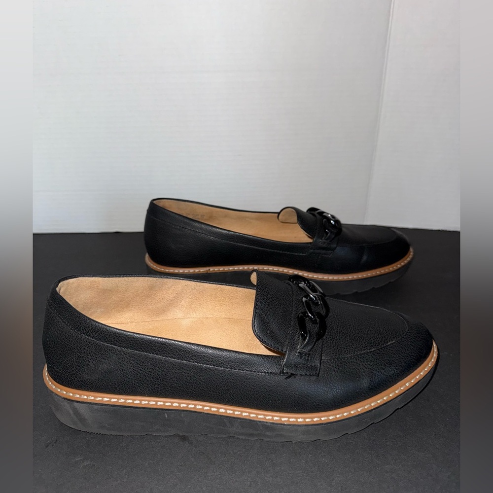 Naturalizer Emmal Silver Black Chain Platform Penny Loafer 12 Comfort Business - Picture 7 of 11
